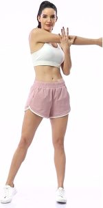 BLEVONH Women Elastic Waist Double Layer Casual Running Shorts with Side Pockets - Image 4